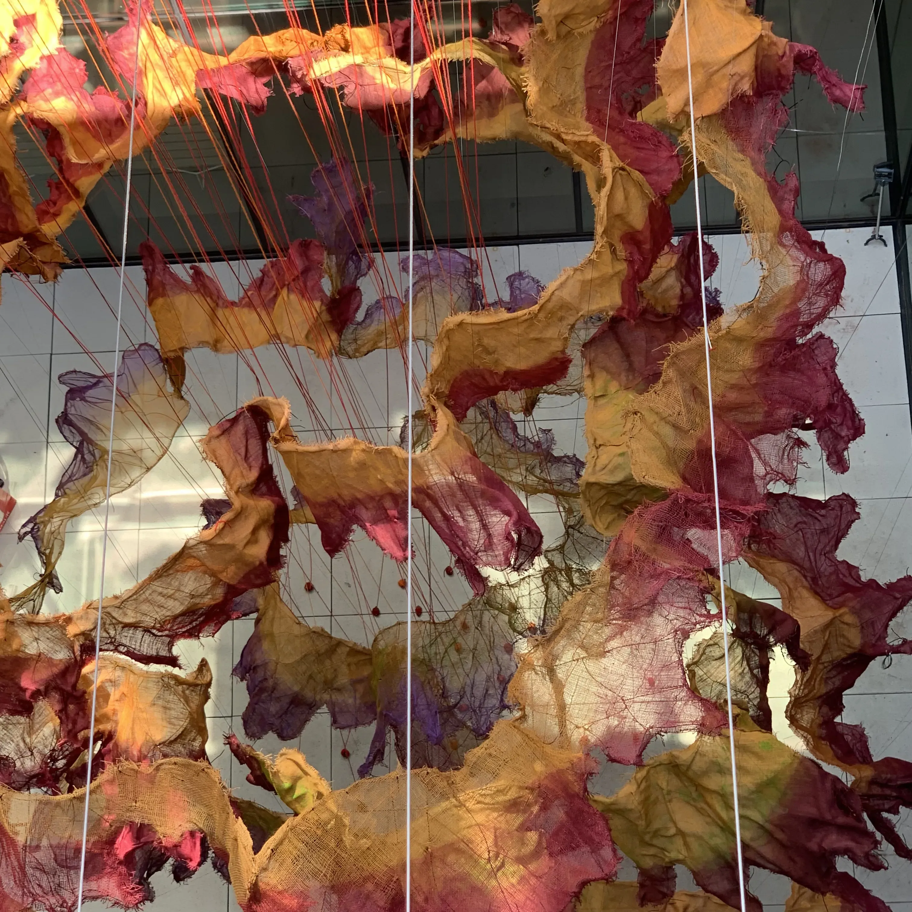 A close up shot of a colourful artwork